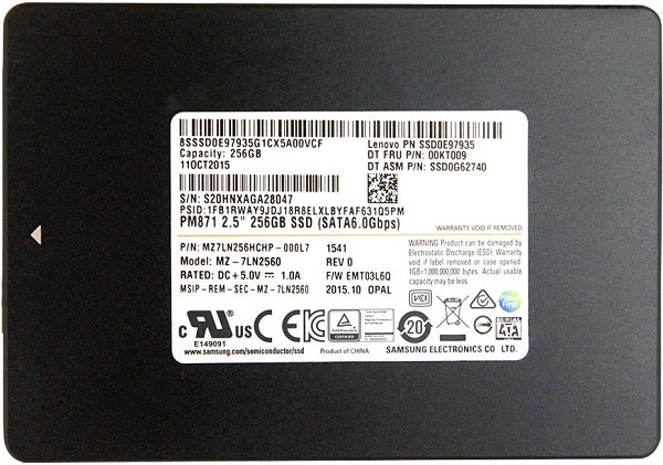 SAMSUNG MZ7LN256HCHP-000L7 PM871 SERIES 256 GB SOLID STATE DRIVE