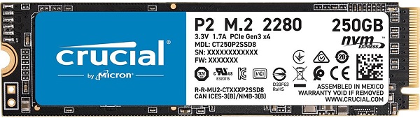 CRUCIAL CT250P2SSD8 P2 SERIES 250GB NVME M.2 2280 SSD